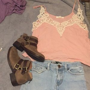 Blushy rose colored floaty style tank top